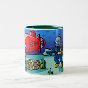 Caneca De Café Em Dois Tons Uma aventura subaquática