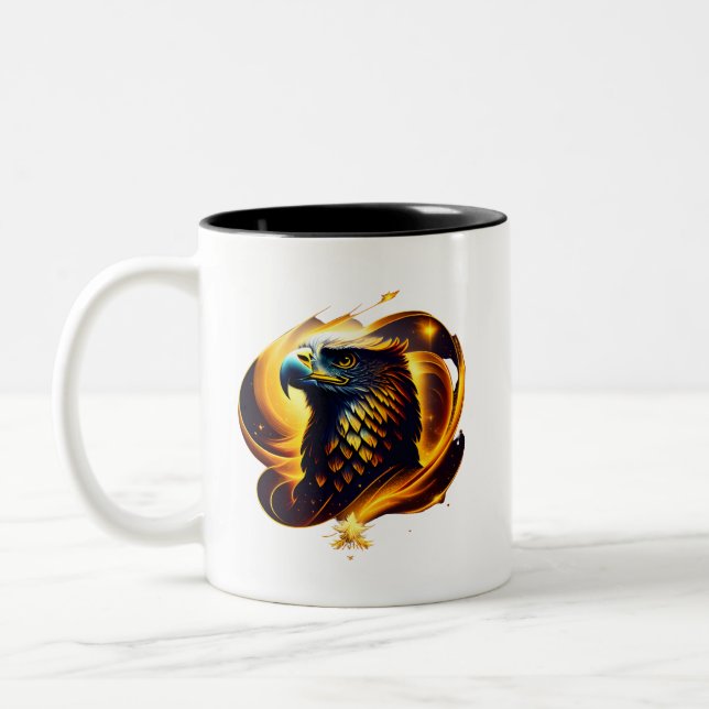 Caneca De Café Em Dois Tons Uma Cabeça de Águia Dourada (Esquerda)