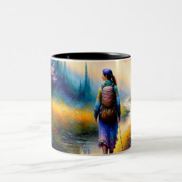 Caneca De Café Em Dois Tons Uma caminhada na obra de arte das florestas