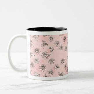 Caneca De Café Em Dois Tons Uma caneca de café floral de dois tons