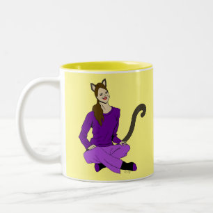 Caneca De Café Em Dois Tons uma catgirl
