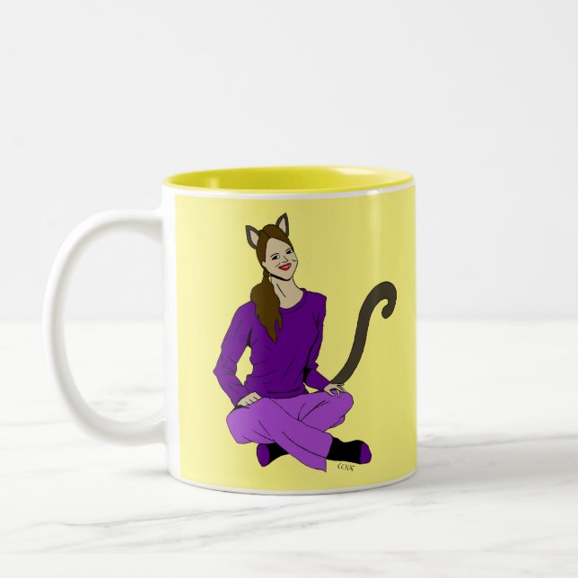 Caneca De Café Em Dois Tons uma catgirl (Esquerda)