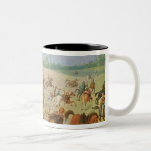 Caneca De Café Em Dois Tons Uma cavalaria luta