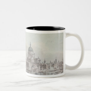 Caneca De Café Em Dois Tons Uma cópia da parte de um desenho por Canaletto, d