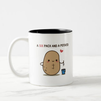 Caneca De Café Em Dois Tons Uma embalagem de seis e uma batata