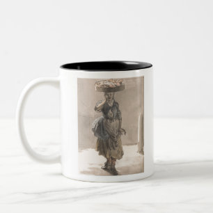 Caneca De Café Em Dois Tons Uma garota com cesta na cabeça - Paul Sandby - c