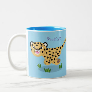 Caneca De Café Em Dois Tons Uma ilustração de desenho animado de um bebê bonit