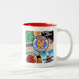 Caneca De Café Em Dois Tons Uma Montagem Mince Pie sob as Gaiolas de Ampliação