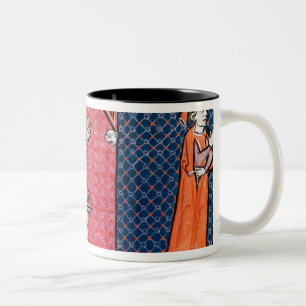 Caneca De Café Em Dois Tons Uma mulher que toma um juramento antes