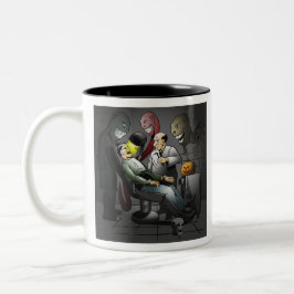 Caneca De Café Em Dois Tons Uma noite de Halloween no dentista