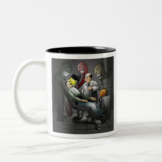 Caneca De Café Em Dois Tons Uma noite de Halloween no dentista (Esquerda)
