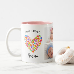 Caneca De Café Em Dois Tons Uma Nonna Amada Colagem de Quatro Fotos