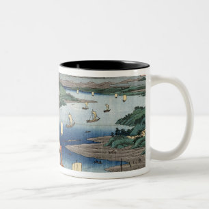 Caneca De Café Em Dois Tons Uma paisagem e um seascape