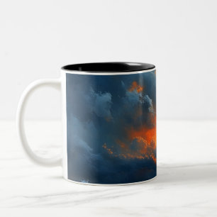 Caneca De Café Em Dois Tons Uma paisagem sazonal Dramática Na Pintura Do Sol