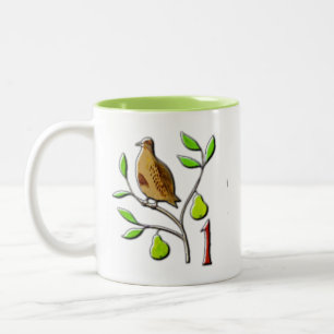 Caneca De Café Em Dois Tons Uma perdiz em uma árvore de pera