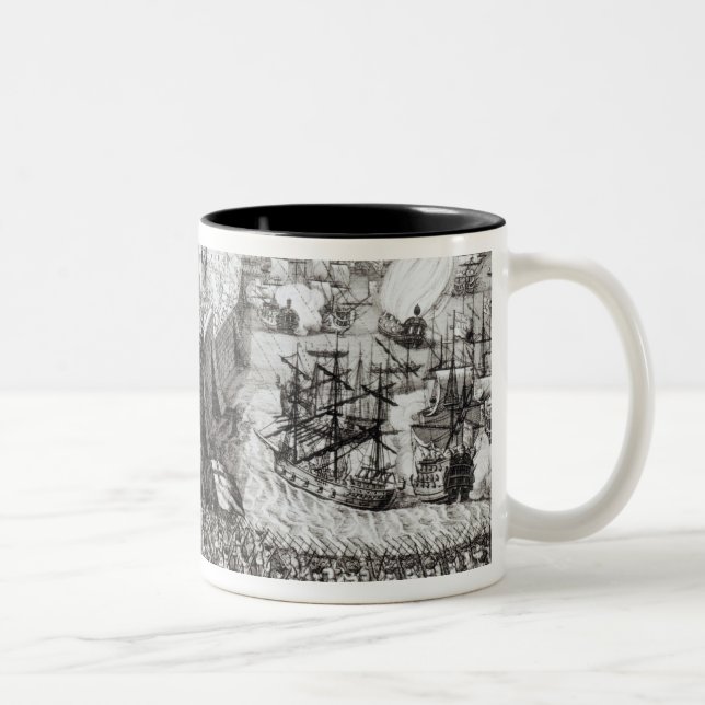 Caneca De Café Em Dois Tons Uma perspectiva da cidade e do porto (Direita)