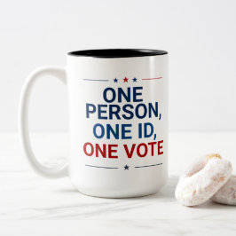 Caneca De Café Em Dois Tons Uma Pessoa Patriótica, Uma ID, Um Voto
