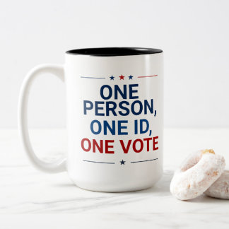 Caneca De Café Em Dois Tons Uma Pessoa Patriótica, Uma ID, Um Voto