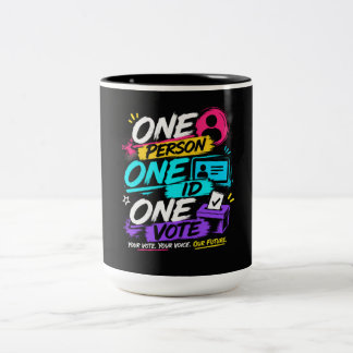 Caneca De Café Em Dois Tons Uma Pessoa, Um ID, Um Voto