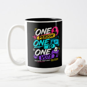 Caneca De Café Em Dois Tons Uma Pessoa, Um ID, Um Voto