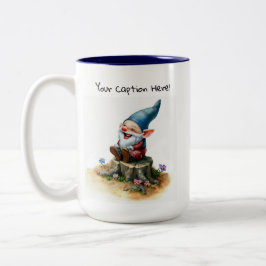 Caneca De Café Em Dois Tons Uma pintura aquarela de um Gnomo Cute