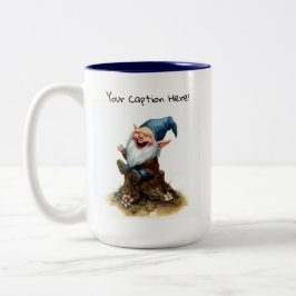 Caneca De Café Em Dois Tons Uma pintura aquarela de um Gnomo Cute