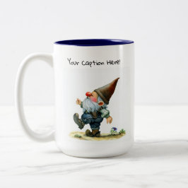 Caneca De Café Em Dois Tons Uma pintura aquarela de um Gnomo Cute