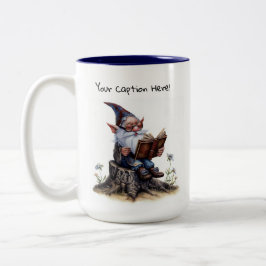Caneca De Café Em Dois Tons Uma pintura em aquarela de um gnomo fofo