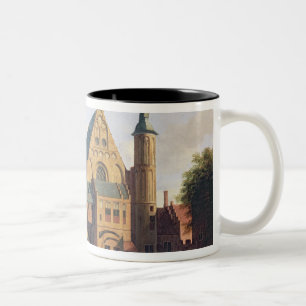 Caneca De Café Em Dois Tons Uma praça da cidade em Haarlem