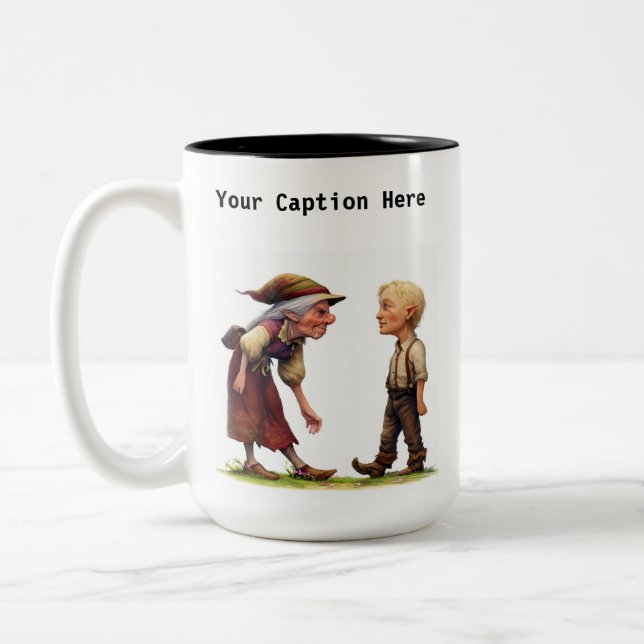 Caneca De Café Em Dois Tons Uma Renderização 3D de um Elfo Zangado Gritando (Esquerda)