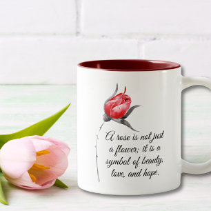Caneca De Café Em Dois Tons Uma Rosa Não É Apenas Uma Flor Citação Inspiradora