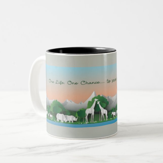 Caneca De Café Em Dois Tons Uma vida.... Uma chance, para salvar nosso Planeta (Frente Esquerda)