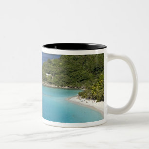 Caneca De Café Em Dois Tons Uma vista panorâmica da Baía de Caneel a partir de