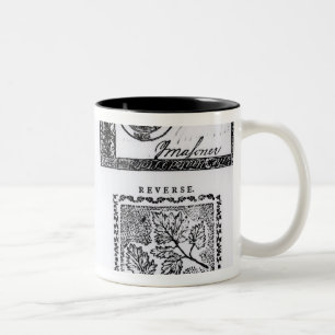 Caneca De Café Em Dois Tons Umas seis notas de dólar colonial