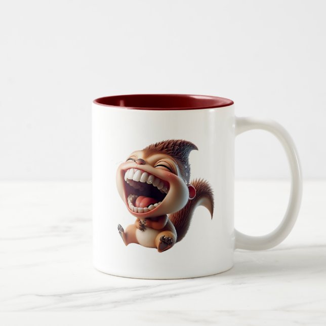 Caneca De Café Em Dois Tons Un écureuil mort de rire. (Direita)