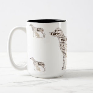 Caneca De Café Em Dois Tons Un gato y un perro Mug