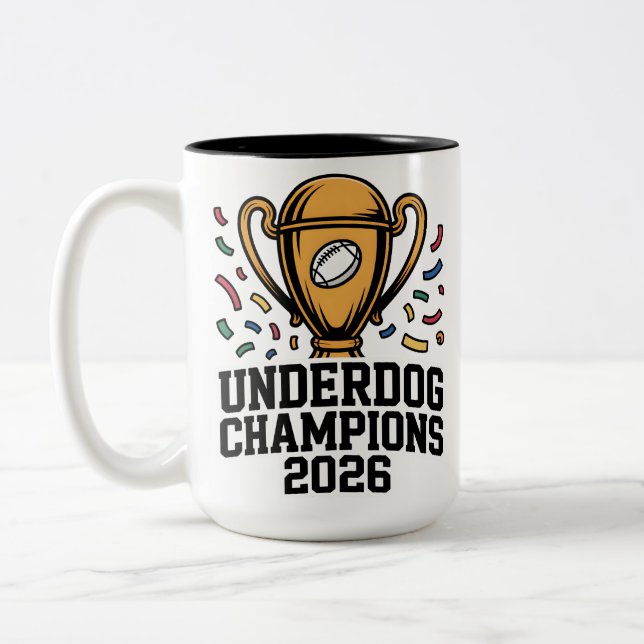 Caneca De Café Em Dois Tons Underdog Champions 2026 (Esquerda)