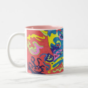 Caneca De Café Em Dois Tons "Underwater Playground" Abstrato Art