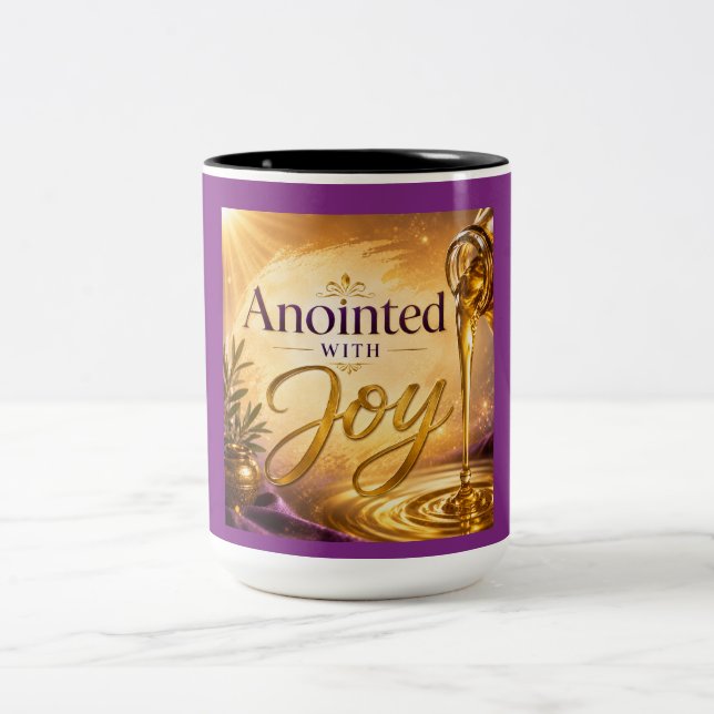 Caneca De Café Em Dois Tons Ungido Com Alegria (Centro)