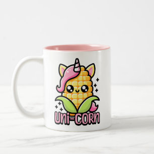 Caneca De Café Em Dois Tons Uni-Corn! Corn Corn de Unicórnio Bonito
