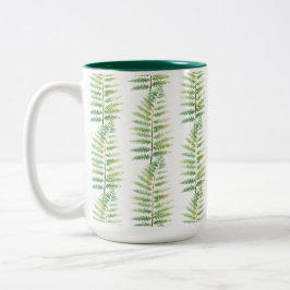 Caneca De Café Em Dois Tons única folha de samambaia verde
