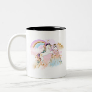 Caneca De Café Em Dois Tons Unicorn Clipart Rainbow Fairytale