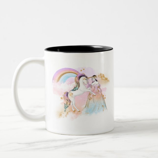 Caneca De Café Em Dois Tons Unicorn Clipart Rainbow Fairytale (Esquerda)