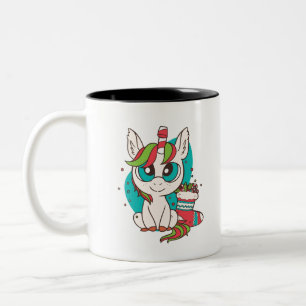 Caneca De Café Em Dois Tons Unicorn Natal