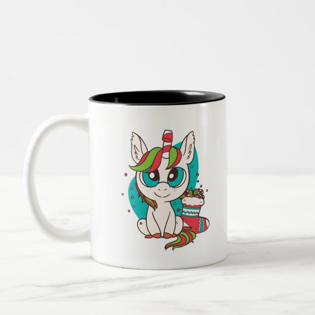 Caneca De Café Em Dois Tons Unicorn Natal (Esquerda)