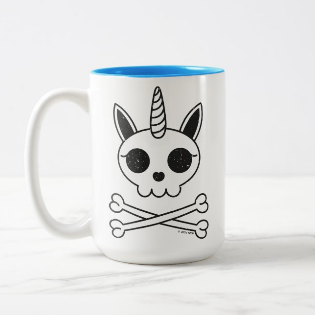 Caneca De Café Em Dois Tons Unicórnio Crânio e Crossbones (Esquerda)