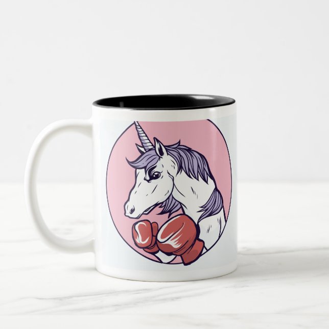 Caneca De Café Em Dois Tons Unicórnio de Boxing (Esquerda)