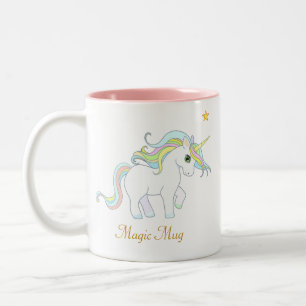 Caneca De Café Em Dois Tons Unicórnio Mágico Fofo e Estrela