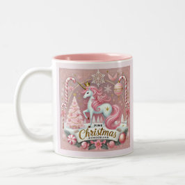 Caneca De Café Em Dois Tons Unicórnio Rosa do Natal no País das Maravilhas