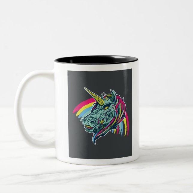 Caneca De Café Em Dois Tons Unicórnio Zumbi (Esquerda)